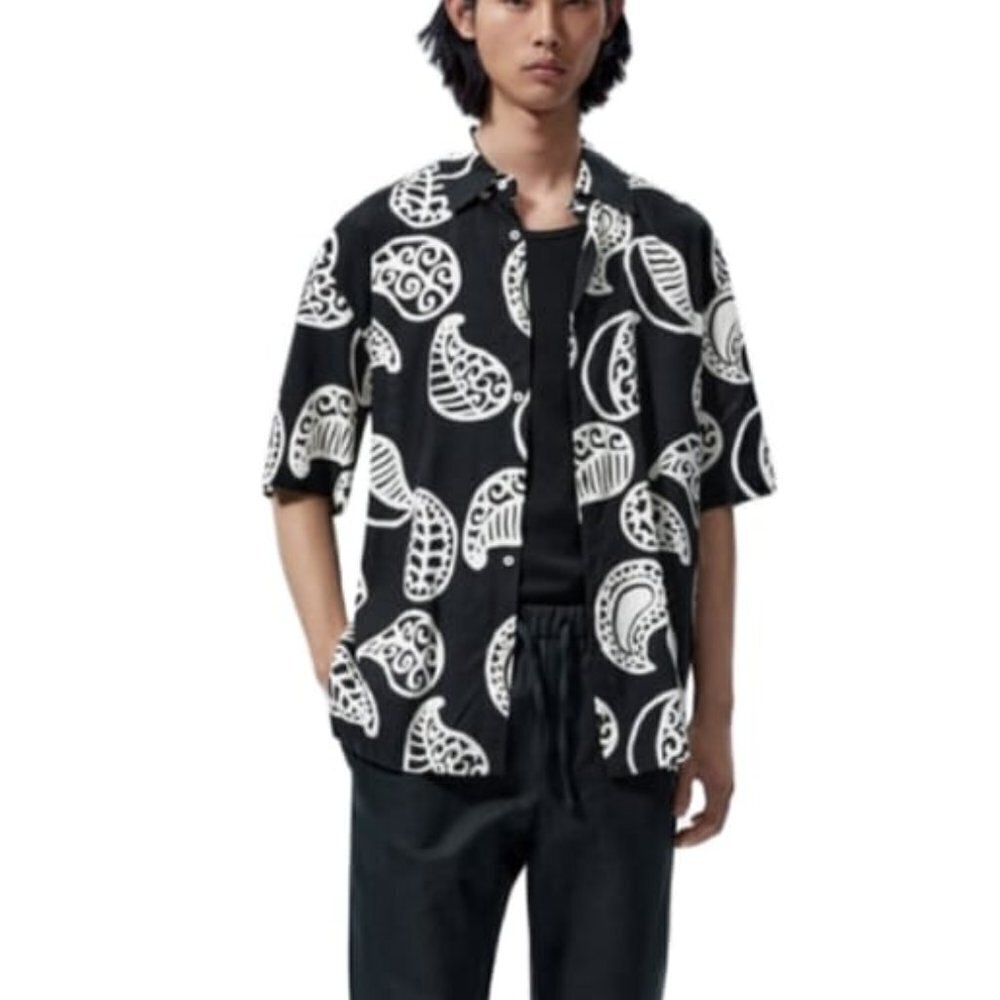 NWT ZARA PAISLEY PRINT SHIRT BLACK | 5566/114 - Picture 3 of 16
